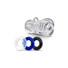 Набір для сексу мастурбатор та 3 ерекційні кільця прозорий Blush Quickie kit