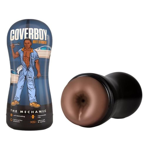 Мастурбатор-анус у колбі коричневий Blush Coverboy The Mechanic