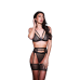 Еротичний комплект жіночої білизни з підтяжками для панчохи чорного кольору Baci 3 предмета розмір M L