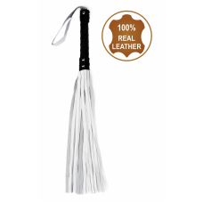 Флогер БДСМ із натуральної шкіри чорно білого кольору Flirty Leather