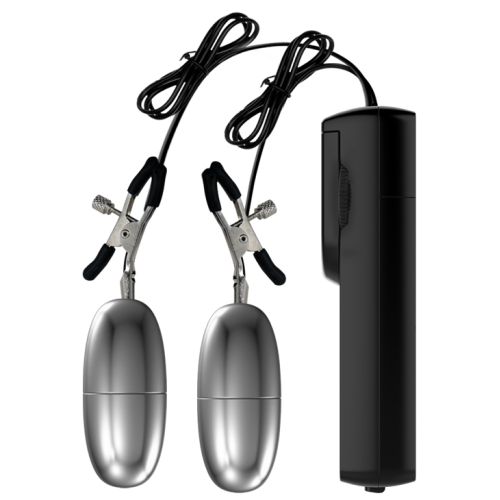Вібростимулятор для грудей сріблястий Nipple Clamps