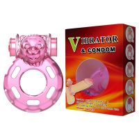 Эрекционное кольцо с вибрацией и стимуляцией клитора LYBAILE Vibrator & condom розовый