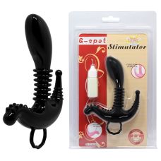 Фаллоимитатор для точки G с 2 отростками для стимуляции клитора и ануса черного цвета Lybaile Baile G Spot