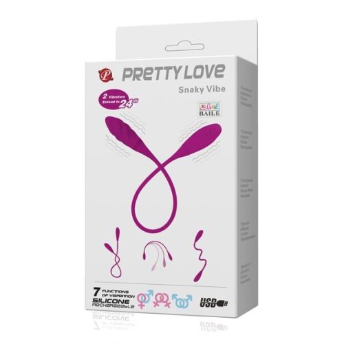 Двухсторонний вибратор универсальный розовый PRETTY LOVE Snaky Vibe