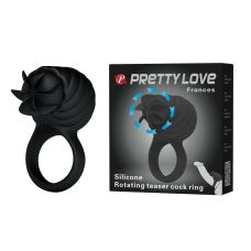 Ерекційне віброкільце з кліторальним стимулятором чорного кольору Lybaile Preetty love Frances