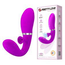 Двухсторонний вибростимулятор точки G с вакуумной стимуляцией фиолетового цвета PRETTY LOVE MAGIC FINGER