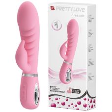 Ребристий вагінальний вібратор зі стимуляцією клітора силіконовий Pretty Love Prescott 