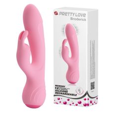 Вібратор з відростком для клітора ніжно рожевого кольору LYBAILE Pretty Love Broderick