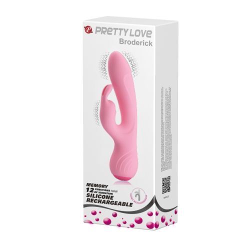 Вибратор с отростком для клитора нежно розового цвета LYBAILE Pretty Love Broderick