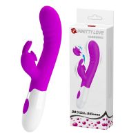 Вибратор-кролик с отростком для клитора розовый Pretty Love CERBERUS RABBIT VIBRATOR