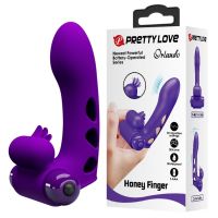 Силиконовый вибратор на палец с клиторальной стимуляцией фиолетовый Pretty Love - Orlando Finger