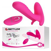 Вибратор вагинальный с стимулятором клитора на пульте ДУ розовый Pretty Love Remote Control Massager
