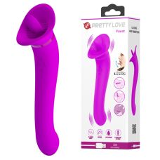 Двусторонний вибростимулятор с клиторальным стимулятором язычком Pretty Love - FAUST, BI-014886