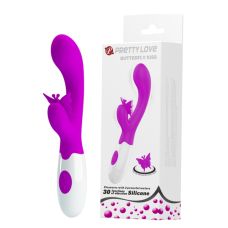 Вібратор для точки G та з відростком метеликом для клітора рожевого кольору Pretty Love Butterfly kiss