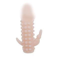 Насадка - презерватив на член с пупырышками и стимулятором для клитора телесная