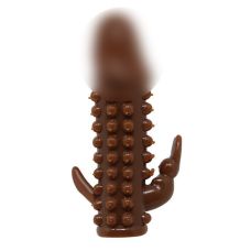 Насадка на член реалістична з пухирцями та відростками для додаткової стимуляції коричневого кольору Lybaile довжина 122 мм