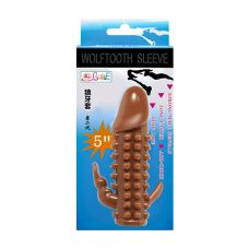 Насадка на член реалістична з пухирцями та відростками для додаткової стимуляції коричневого кольору Lybaile довжина 122 мм