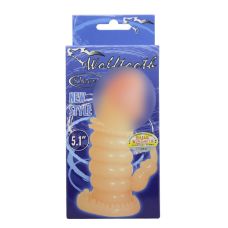 Насадка на член с шипами и отростком для клитора телесная