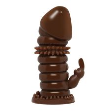 Насадка на член із шипами та кліторальним відростком коричневого кольору Lybaile