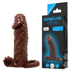 Вібронасадка на член реалістична коричневого кольору Lybaile Brave Man