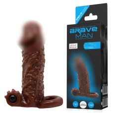 Вибронасадка на член реалистичная коричневого цвета Lybaile Brave Man