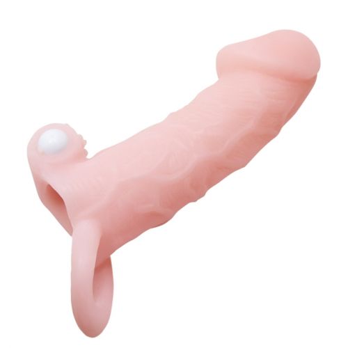 Насадка на член - презерватив с вибрацией для клитора телесный Brave men