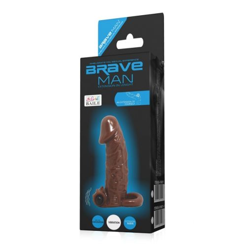 Насадка на член - презерватив с вибрацией для клитора телесный Brave men