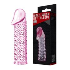 Подовжуюча ажурна насадка презерватив на статевий член рожева LYBAILE