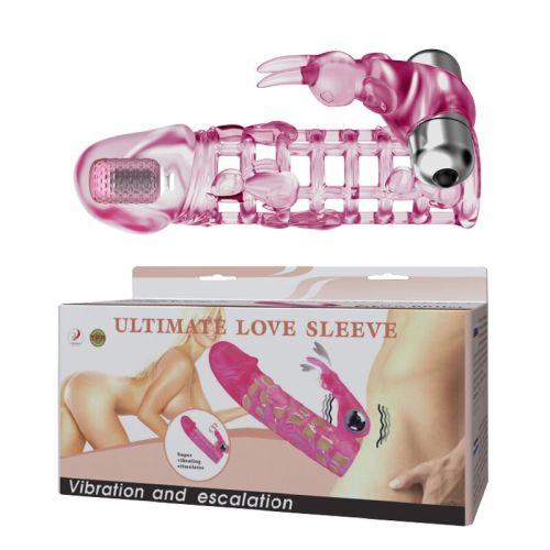 Насадка на пенис с вибрацией головки и вибростимулятором клитора розовая Ultimate Love