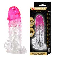 Насадка презерватив на член з пухирцями прозоро-рожевого кольору Lybaile Pretty Love Wilford