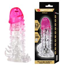 Насадка презерватив на член с пупырышками прозрачно розового цвета Lybaile Pretty Love Wilford