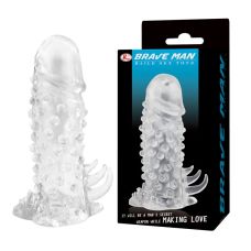 Насадка-презерватив з шипами і стимулятором для клітора прозора