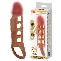 Вібронасадка презерватив на член з петлею реалістична коричневого кольору Lybaile Pretty Love Preston