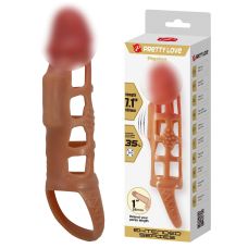 Вібронасадка презерватив на член з петлею реалістична коричневого кольору Lybaile Pretty Love Preston