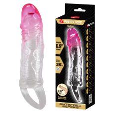 Насадка презерватив на член с петлей реалистичная прозрачно розового цвета Lybaile Pretty Love Odes