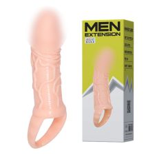 Реалистичная рельефная насадка-презерватив с кольцом на мошонку "Men extension"