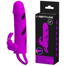 Насадка с вибрацией для пениса со стимуляцией клитора фиолетовая Pretty Love