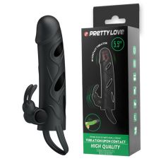 Насадка с вибрацией на пенис со стимуляцией клитора черная Pretty Love
