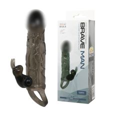 Насадка с вибрирующим клиторальным отростком черная "Brave man"