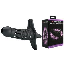 Насадка на член із кільцем для мошонки чорного кольору LYBAILE Hercules