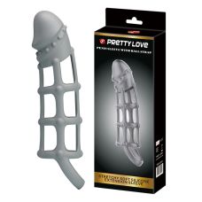 Силиконовая ажурная насадка белая Penis Sleeve With Ball Strap