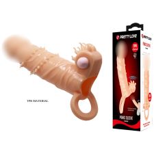 Вибронасадка на член с кольцом удлиняющая телесного цвета LYBAILE PRETTY LOVE Connor