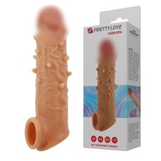 Насадка на член реалистичная с петлей для мошонки и шипами силиконовая телесного цвета Lybaile Pretty Love Osborn