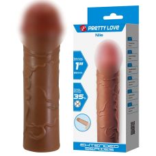 Подовжуюча насадка презерватив на член реалістична коричнева Lybaile Pretty Love Nile 1