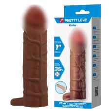 Насадка, що подовжує, презерватив на член реалістична з петлею коричнева Lybaile Pretty Love Kaile 1