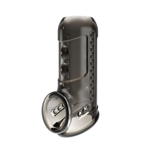 Стимулирующая насадка на пенис с открытой головкой черная Lybaile Pretty Love Penis Sleeve Long Smoke