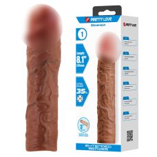 Подовжуюча насадка презерватив на член реалістична коричнева Lybaile Pretty Love Stevenson
