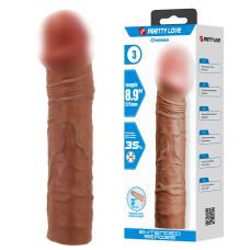 Подовжуюча насадка презерватив на член реалістична коричнева Lybaile Pretty Love Chelsea