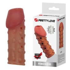 Стимулююча насадка на член рельєфна коричнева Lybaile Pretty Love Penis Sleeve