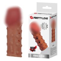 Стимулююча насадка на член рельєфна коричнева Lybaile Pretty Love Penis Sleeve